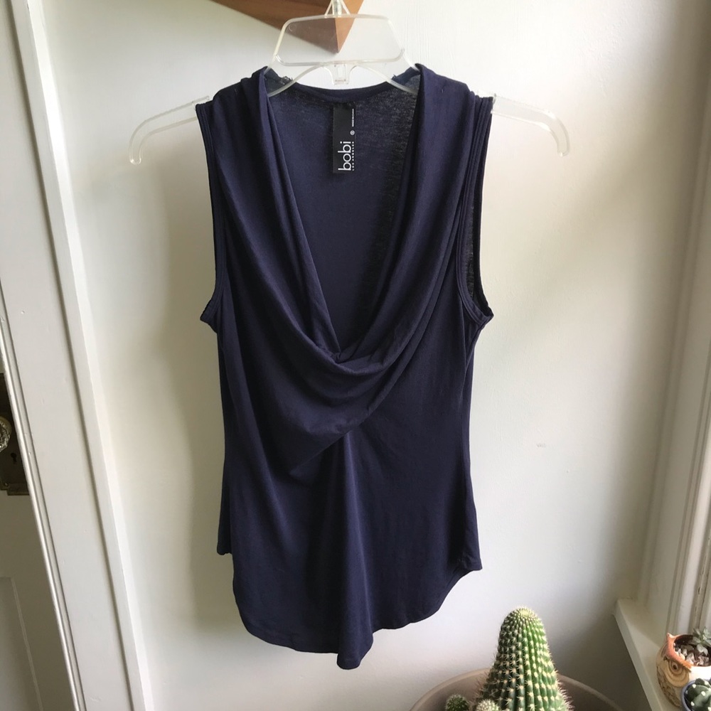 Bobi drape front faux wrap top